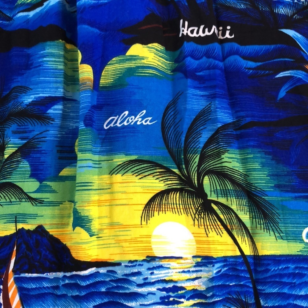 Aloha Hut Hawaii Women's Sleeveless Maxi Dress Blue Sunset Print Size Plus - Picture 10 of 11